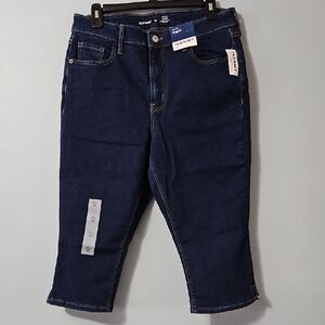 Old Navy Women's Deep Indigo Cropped High Rise Capri Jeans Size 12